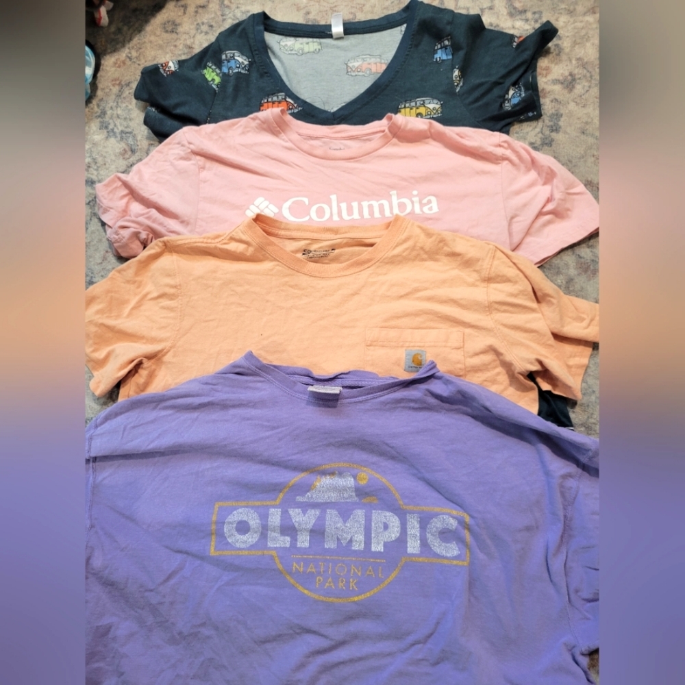 Multiple T shirt Bundle: Columbia, Carrhart, Lularoe, etc